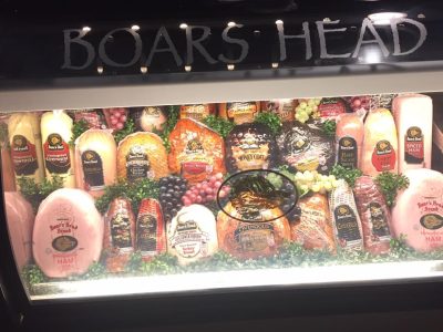 Delie meats on display in counter