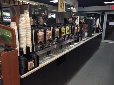 Row of coffee making machines