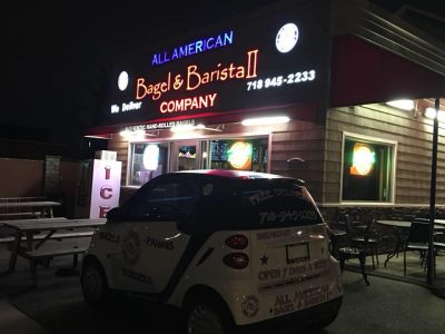 All American Bagels & Baristas II exterior and delivery car